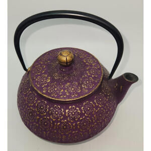 TEAVANA PURPLE FLORAL CAST IRON TEAPOT Japanese Tetsubin